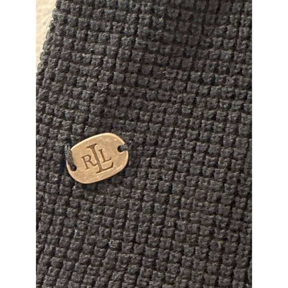 Lauren Ralph Lauren Thermal Sweater Women's Black Knit Cowl Neck Pullover Large - Picture 3 of 8